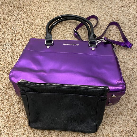 Younique Bags Younique Shoulder Bag Metallic Purple With Cosmetic